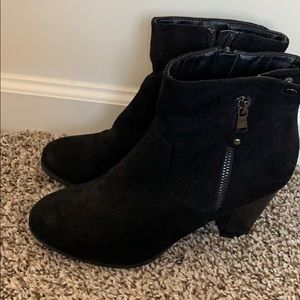 Black faux suede booties